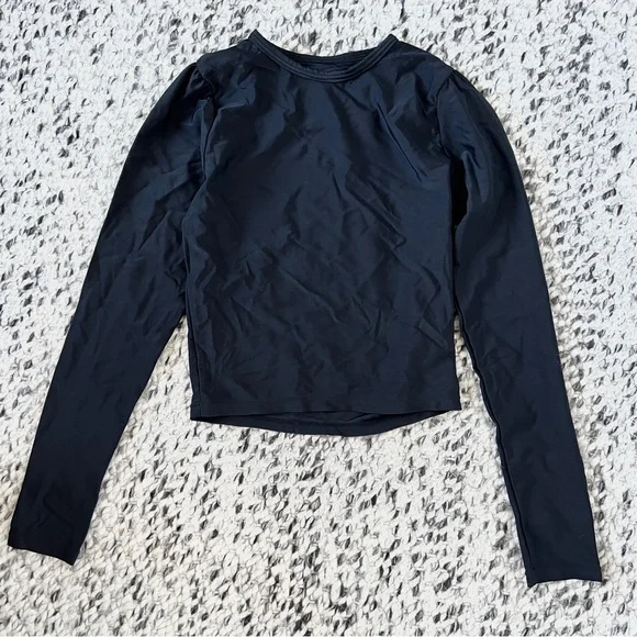 Cynthia Rowley black long sleeve rashguard top - Picture 2 of 6